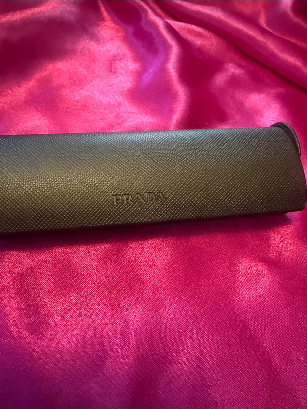 Prada Black Textured Eyewear Case